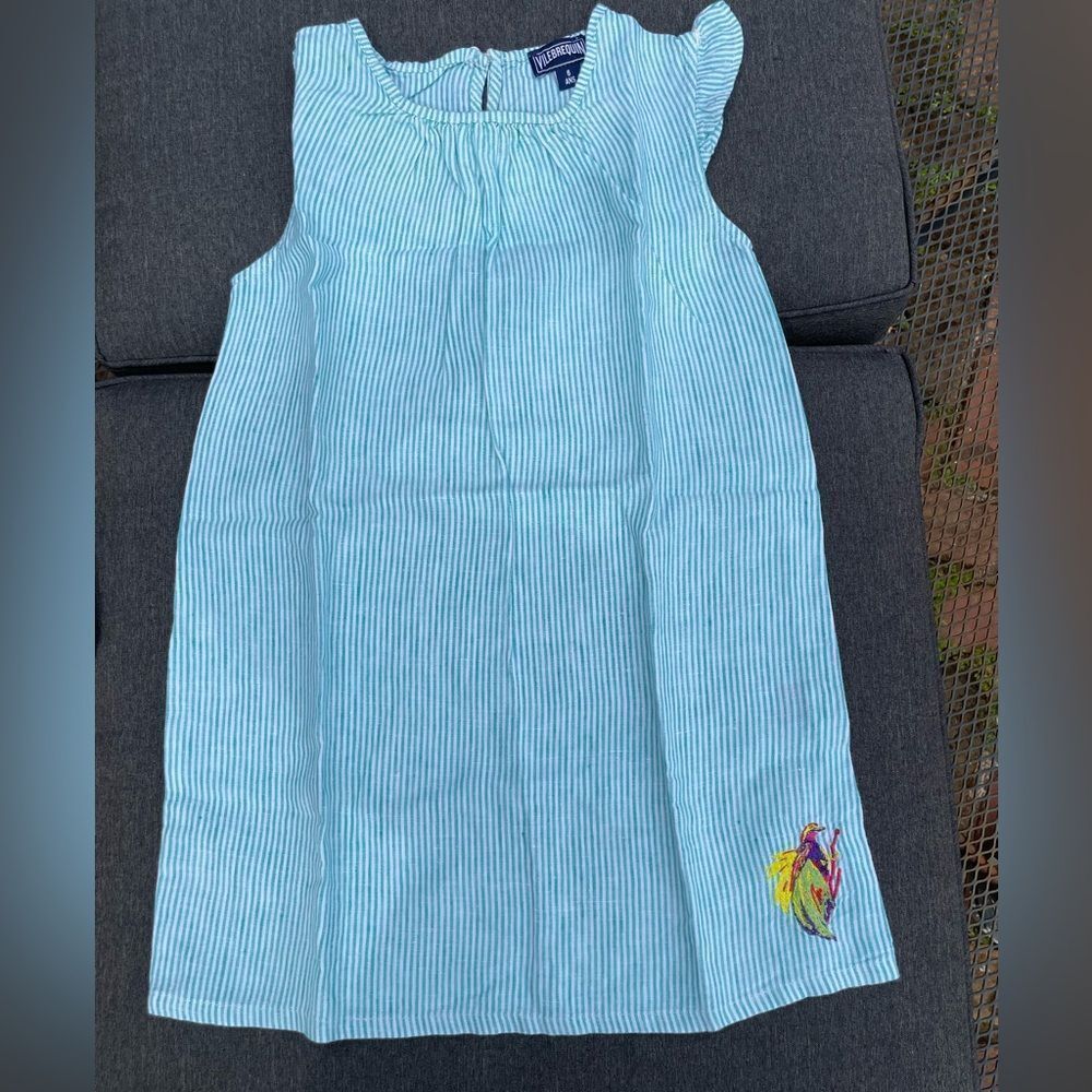 Vilebrequin Striped Sleeveless Dress with Embroidered Detail Size 6